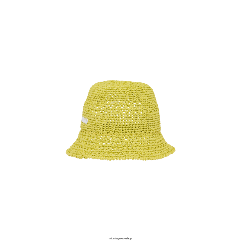 καπέλο raffia Miu Miu κιτρο κίτρινο αξεσουάρ 2066F1227