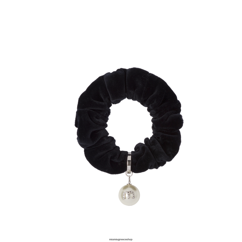 βελούδινο scrunchie Miu Miu μαύρος αξεσουάρ 2066F1167