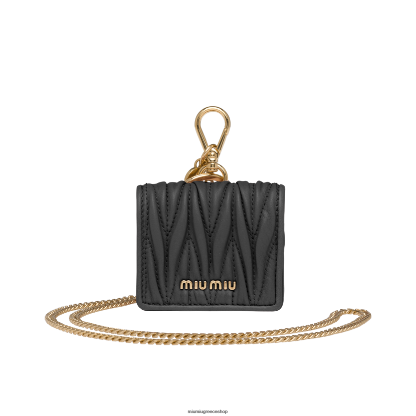 Δερμάτινη θήκη matelasse nappa airpods pro Miu Miu μαύρος αξεσουάρ 2066F1097