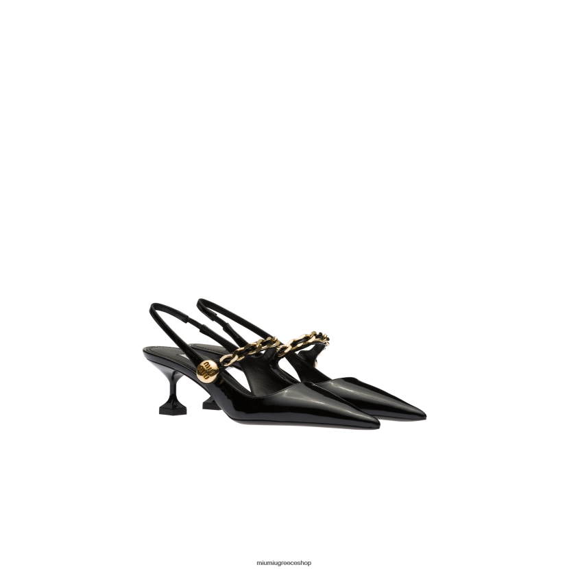 αντλίες slingback από λουστρίνι Miu Miu μαύρος παπούτσια 2066F196