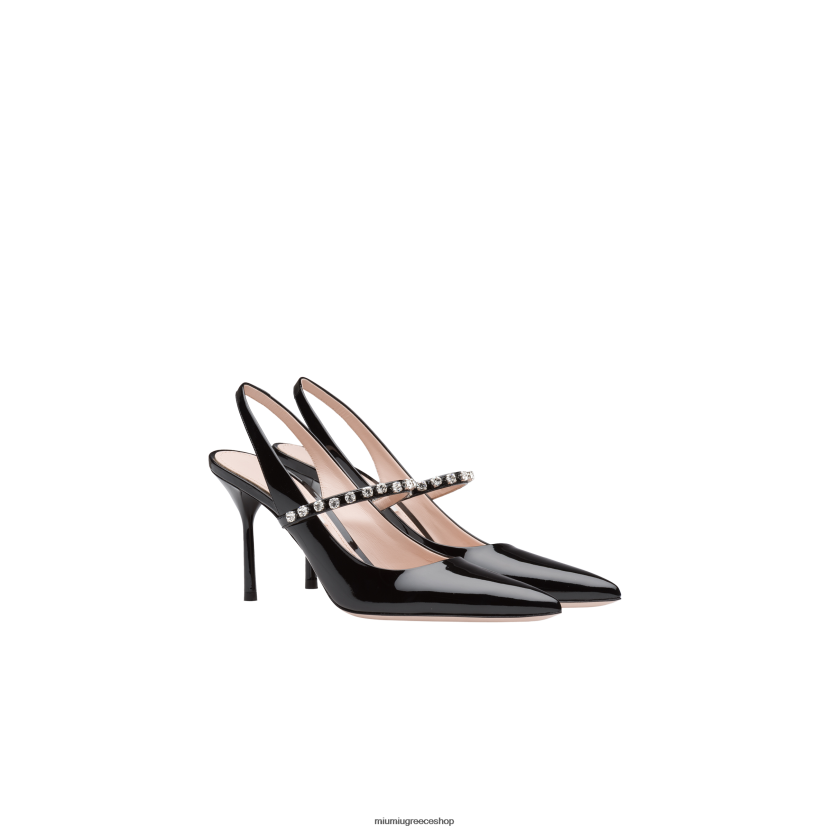 αντλίες slingback από λουστρίνι Miu Miu μαύρος παπούτσια 2066F203
