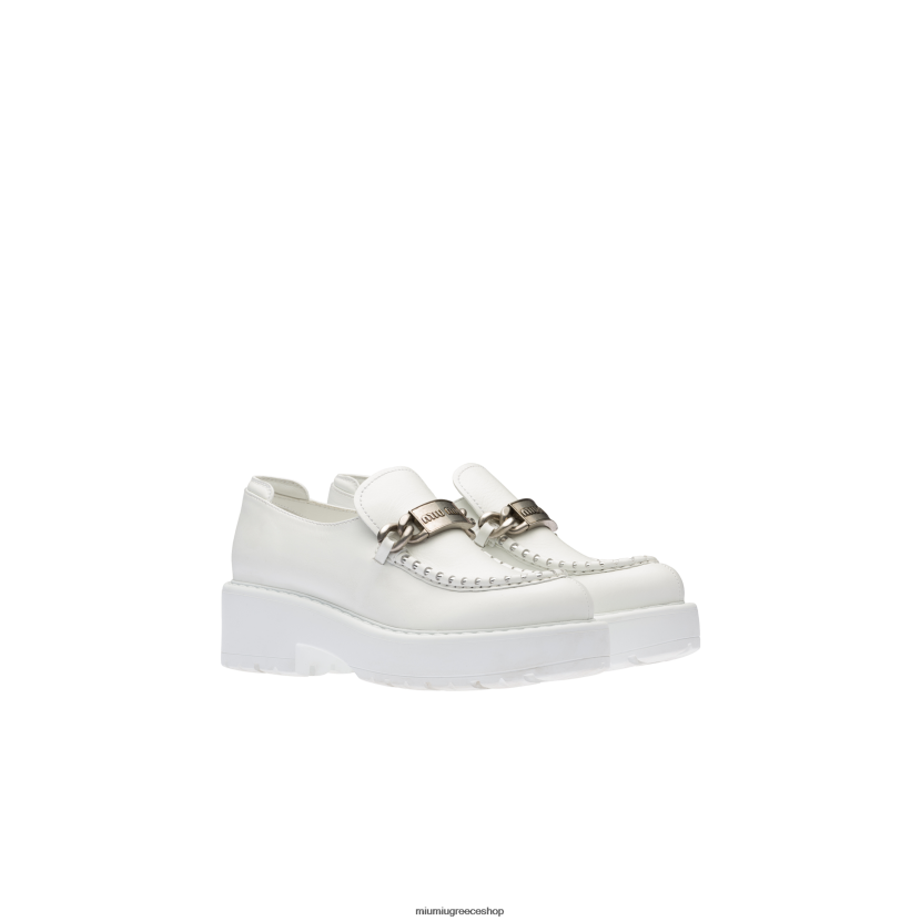 δερμάτινα loafers Miu Miu άσπρο παπούτσια 2066F329