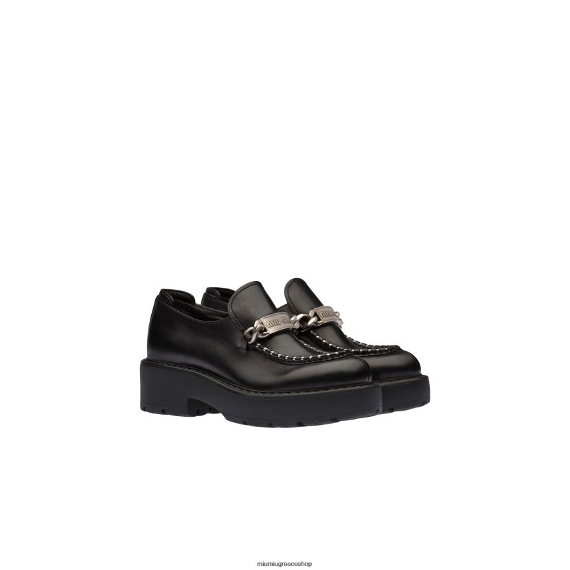 δερμάτινα loafers Miu Miu μαύρος παπούτσια 2066F330