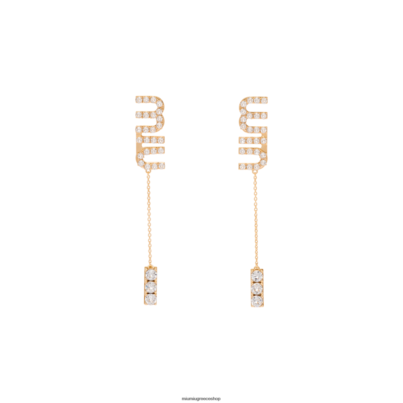 κρεμαστά σκουλαρίκια με κρύσταλλα Miu Miu χρυσός κοσμήματα 2066F1310
