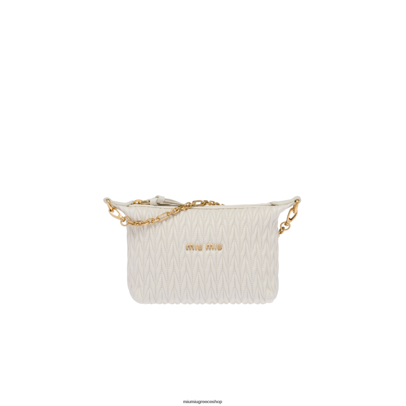 μίνι τσάντα από δέρμα matelasse Miu Miu άσπρο συλλογή 2066F170