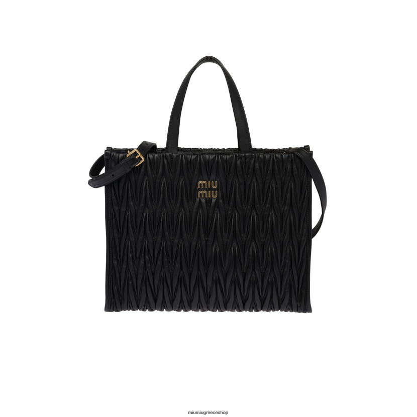 Δερμάτινη tote matelasse nappa Miu Miu μαύρος συλλογή 2066F53