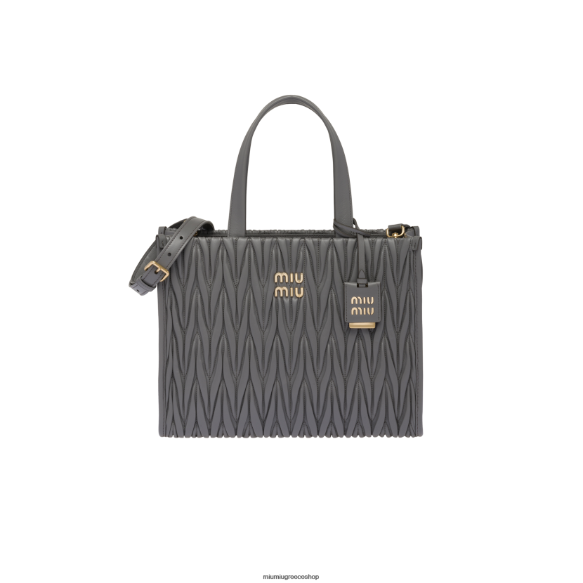 Δερμάτινη tote matelasse nappa Miu Miu μαρμάρινο γκρι συλλογή 2066F55