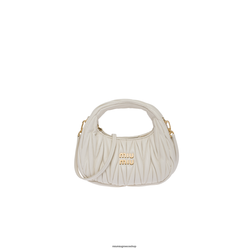 Μίνι τσάντα περιπλανώμενη matelasse nappa leather hobo Miu Miu άσπρο συλλογή 2066F27
