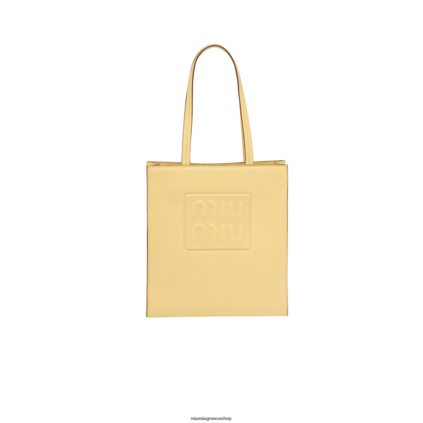 madras tote bag Miu Miu κίτρινο λεμόνι συλλογή 2066F121