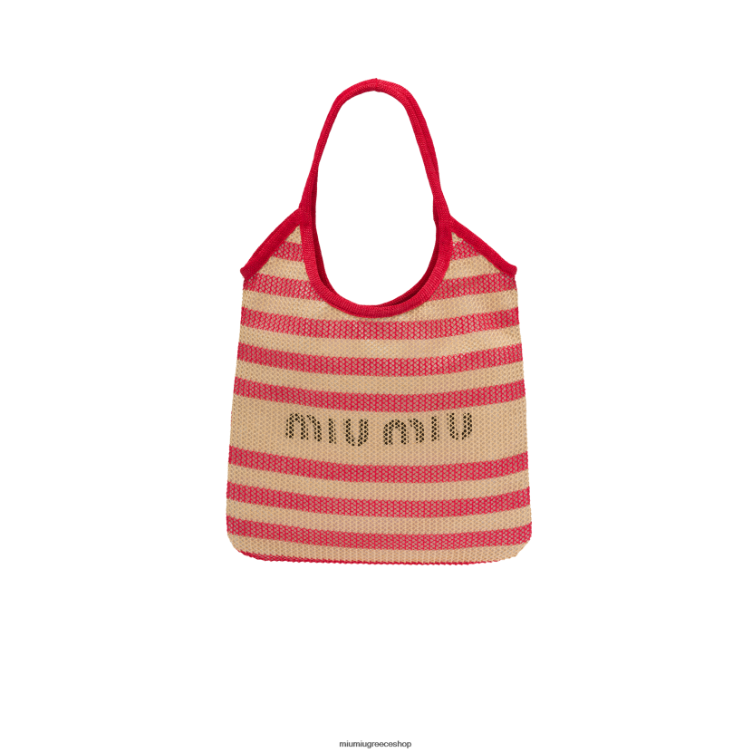 ύφασμα και λινό tote bag Miu Miu κόκκινο/μπεζ συλλογή 2066F124
