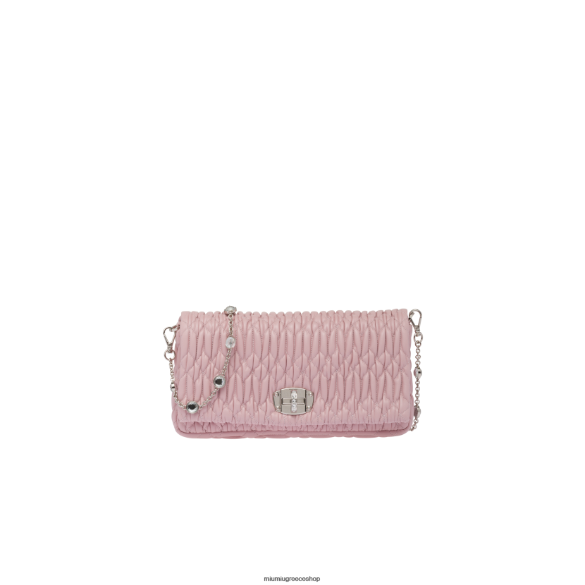 crystal cloque nappa δερμάτινη τσάντα Miu Miu ροζ από αλάβαστρο συλλογή 2066F104