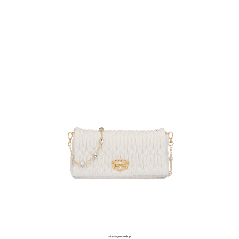 crystal cloque nappa δερμάτινη τσάντα Miu Miu άσπρο συλλογή 2066F106