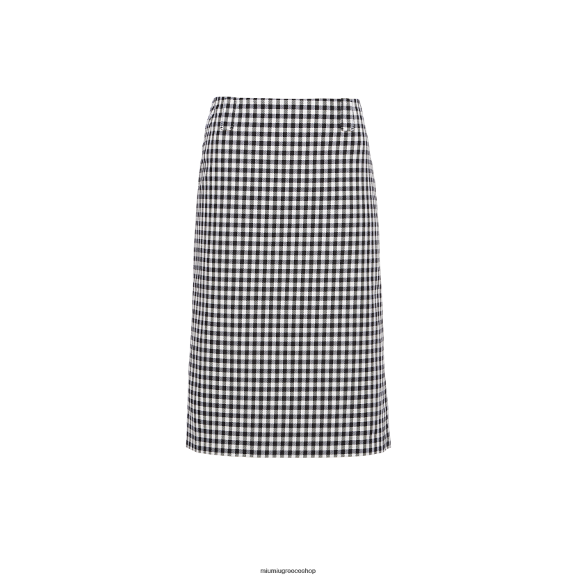 φούστα gingham check Miu Miu άσπρο μαύρο έτοιμο να φορεθεί 2066F863