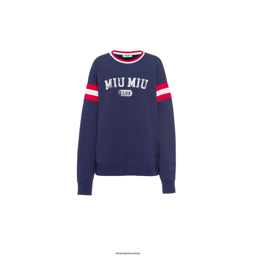 oversized εμπριμέ βαμβακερό φούτερ Miu Miu ΠΟΛΕΜΙΚΟ ΝΑΥΤΙΚΟ έτοιμο να φορεθεί 2066F708