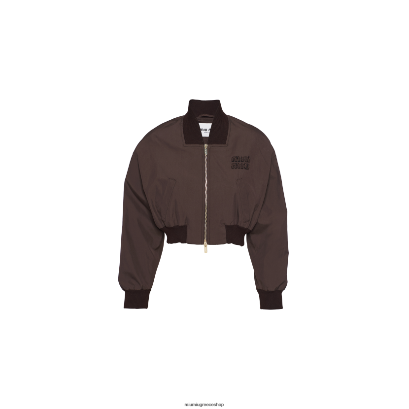panama cotton bomber jacket Miu Miu καφέ κακάο έτοιμο να φορεθεί 2066F452