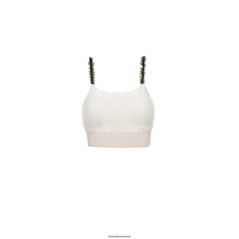 ανγκόρα και μεταξωτό crop top Miu Miu άσπρο έτοιμο να φορεθεί 2066F628
