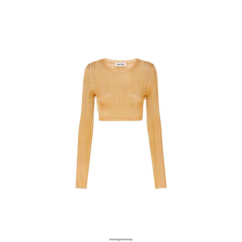 cropped lame πουλόβερ Miu Miu χρυσός έτοιμο να φορεθεί 2066F642